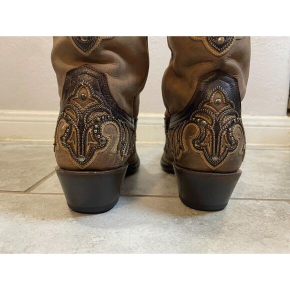 "Corral Women Style G1185 Brown & Dark Brown Embroidered Cowboy Boots 8" - Picture 14 of 16